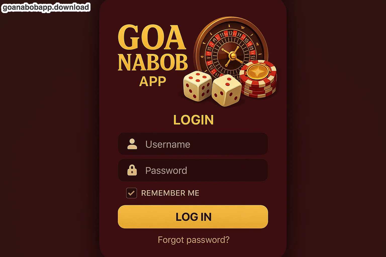 Goa Nabob App login screen